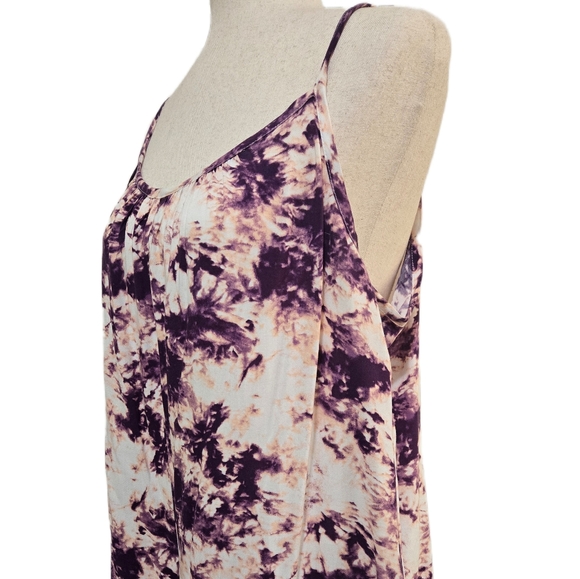 Tacera Purple Tie Dye Wide Leg Jumpsuit Sleeveless Boho Summer Palazzo Medium - Picture 6 of 14